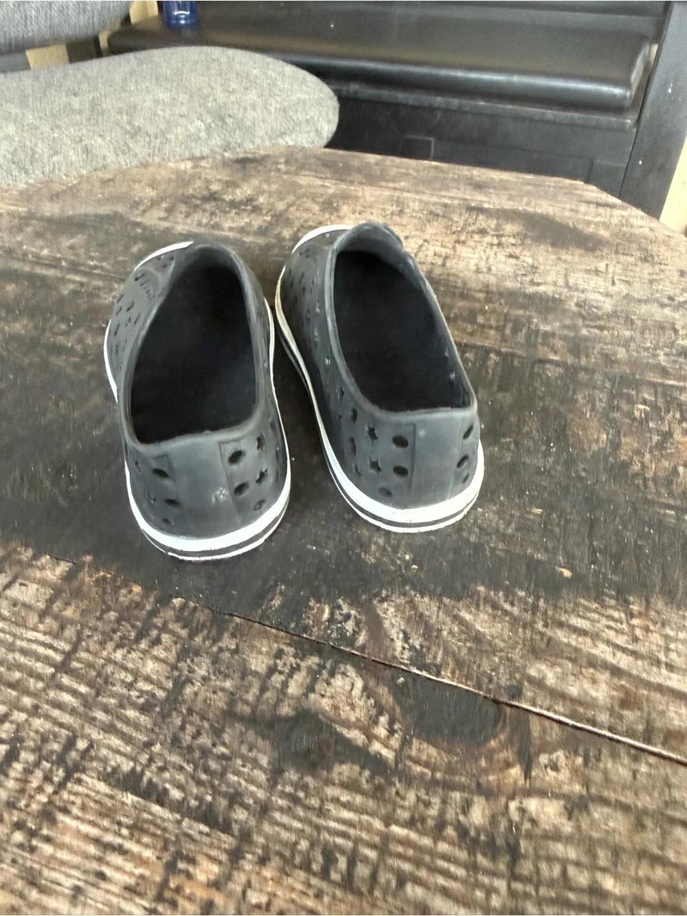 Kids Lightweight Slip-On Star & Hole Detail Shoes in Gray